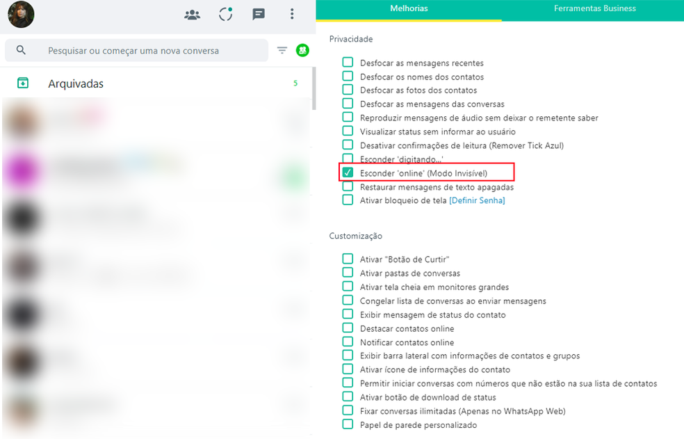 Use o WhatsApp Web com discrição - inspiração 1