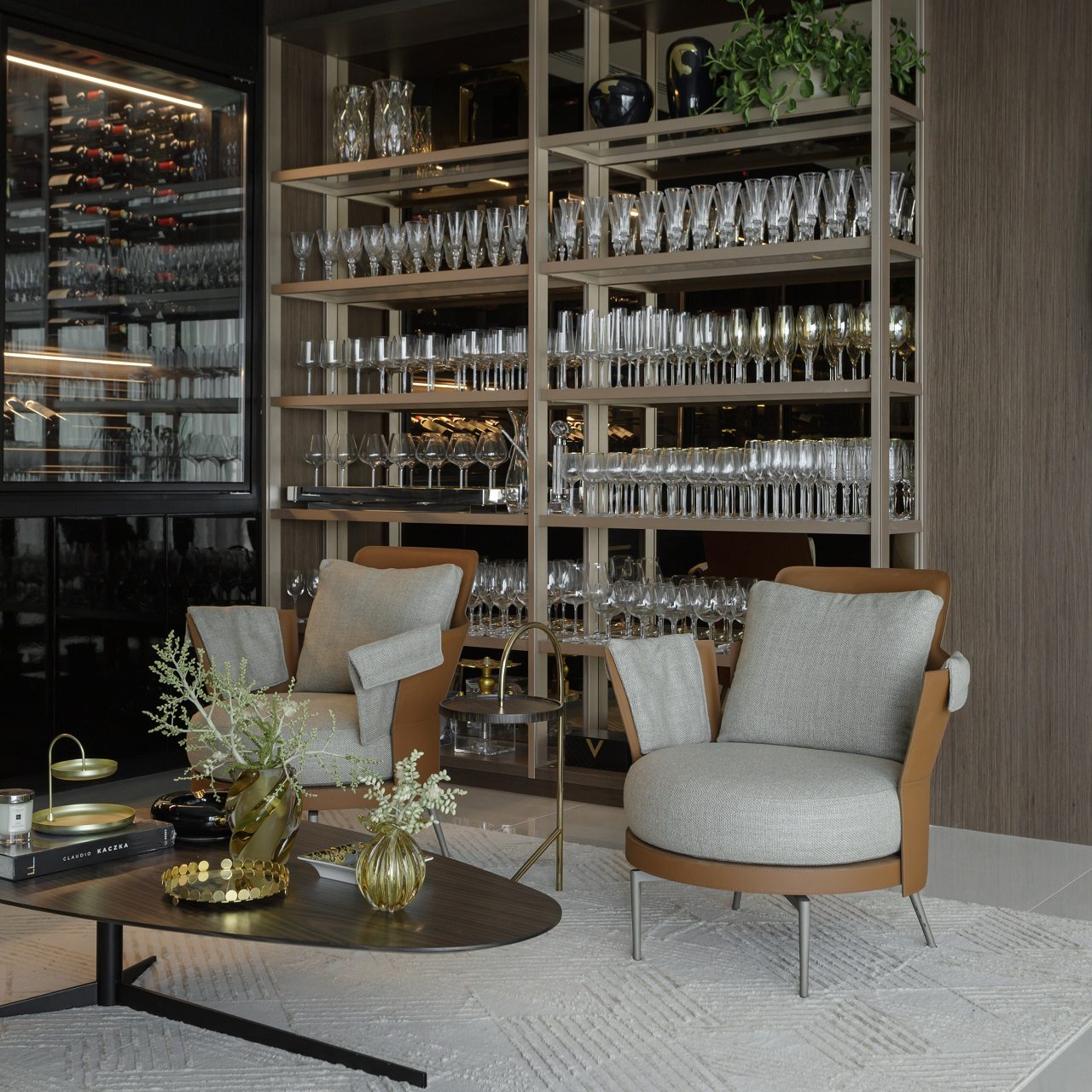 ideias adega sala estar moderna pequena