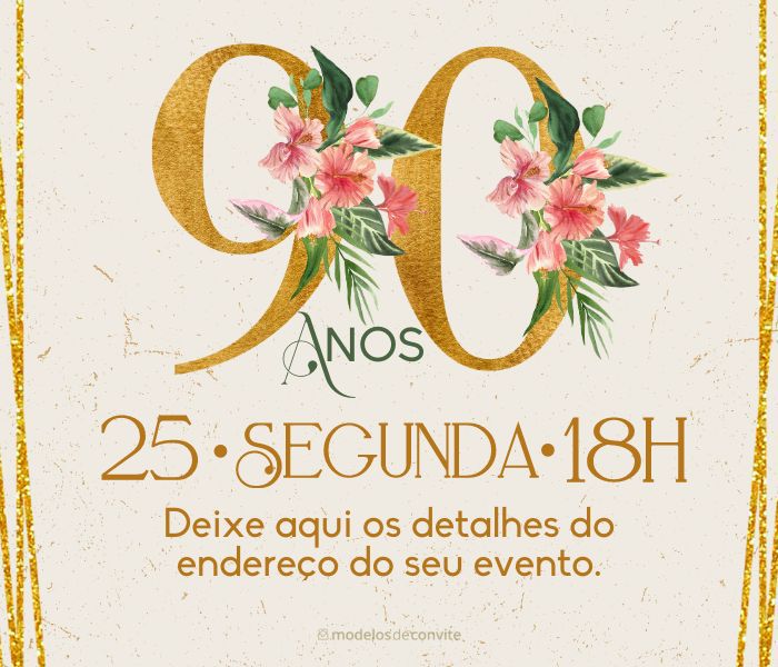 decoração dourada para festa de 90 anos