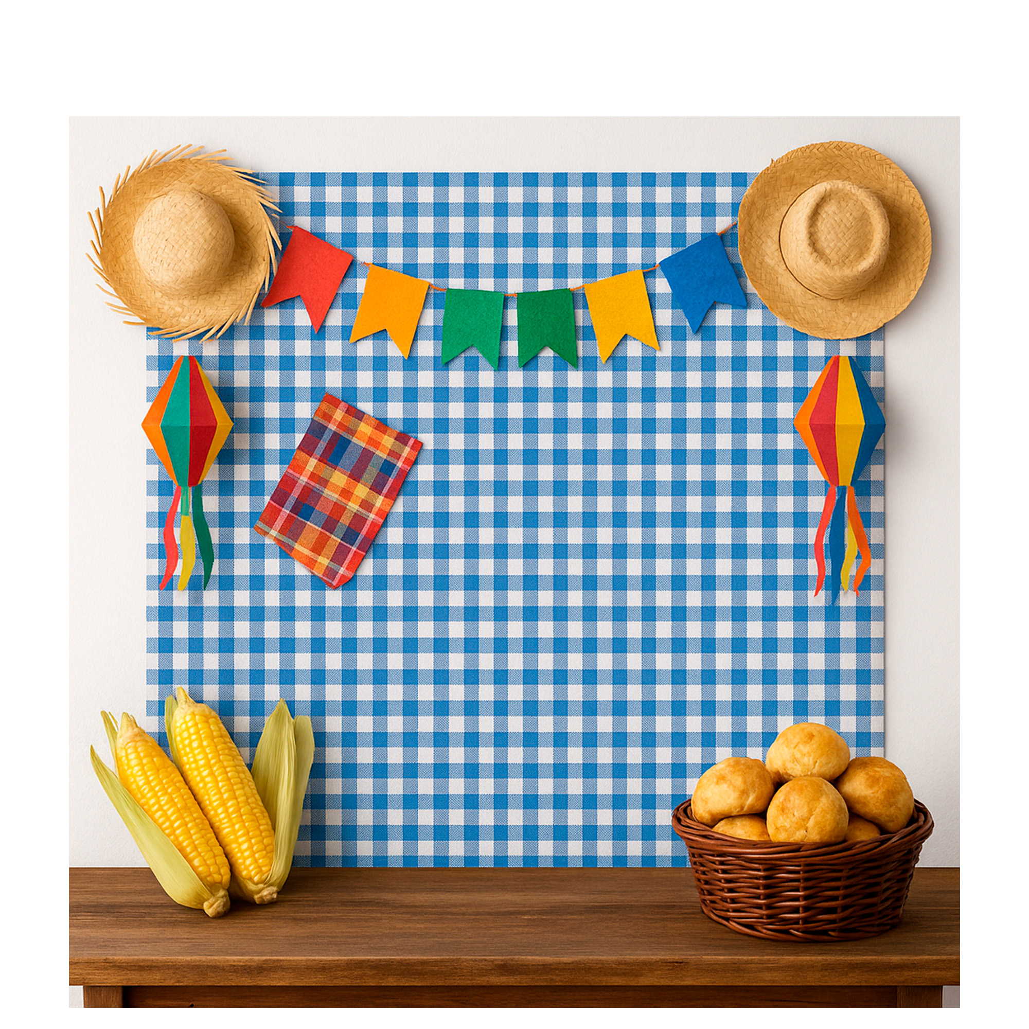 erros comuns ao usar fundo xadrez junino azul