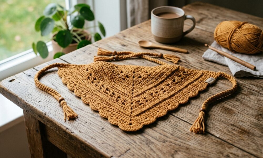 Bandana de crochê triangular