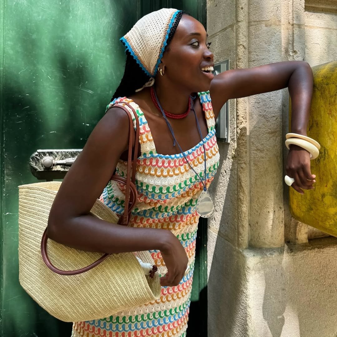 Bandana de crochê colorida mesclada