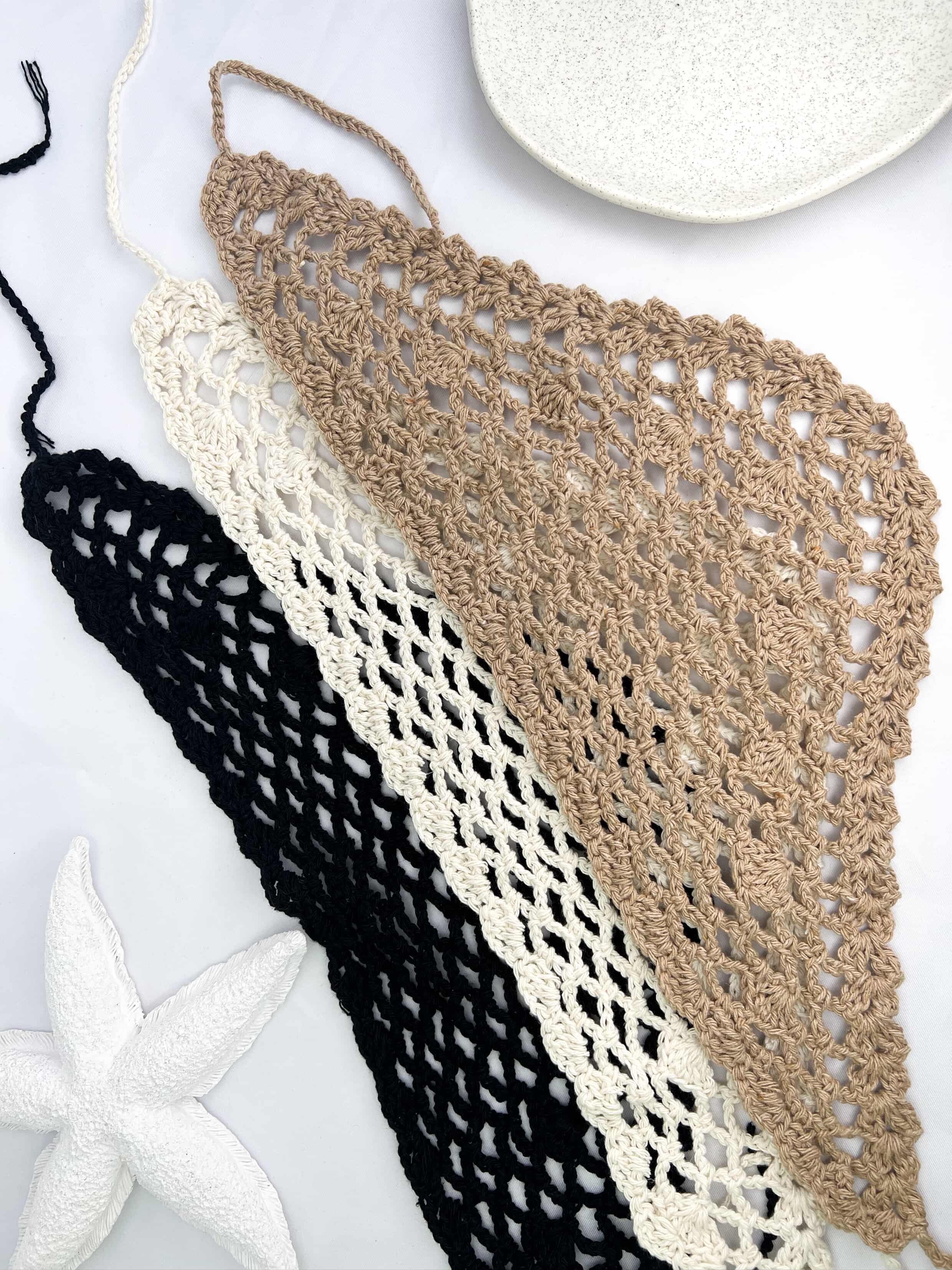 Bandana de crochê para moda praia