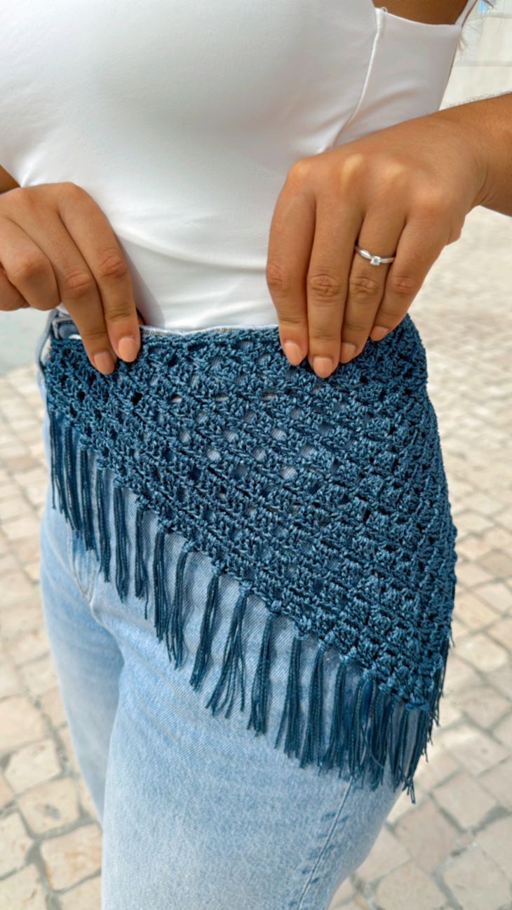 Bandana de crochê estilo cottagecore