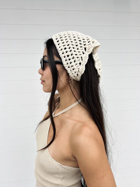 Bandana de crochê em fio 100% algodão