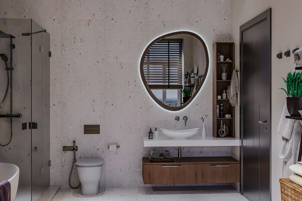 ideias banheiro escandinavo plantas madeira