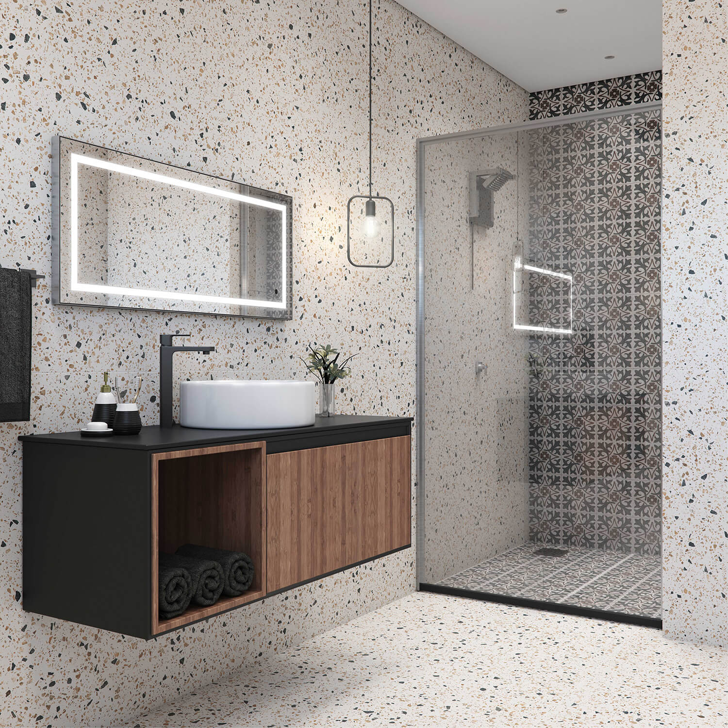 banheiro com piso de granilite