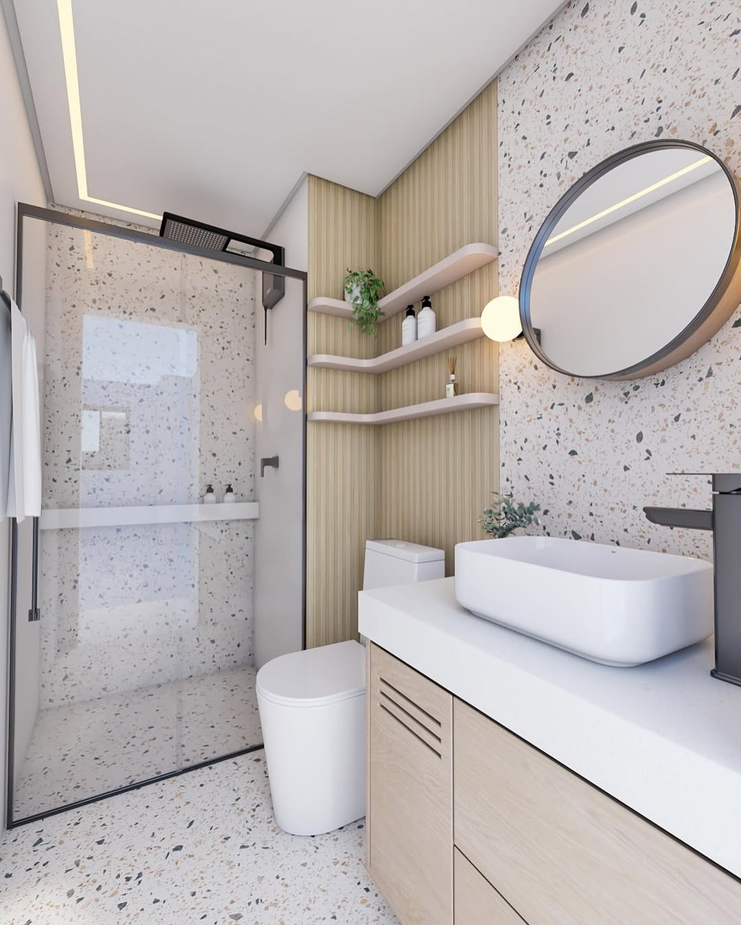 banheiro com piso de granilite