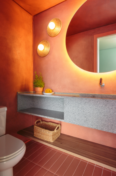 banheiro terracota vs banheiro branco