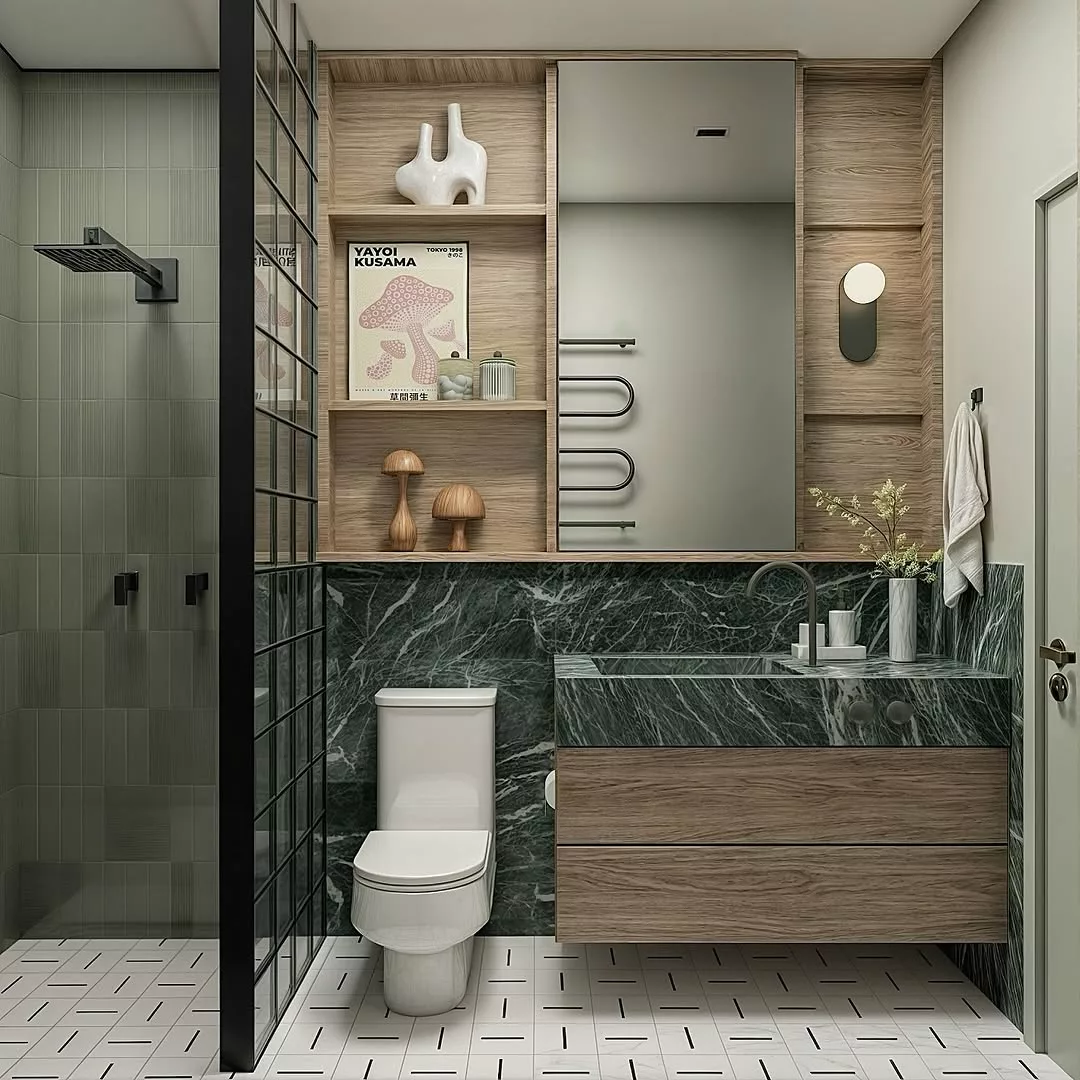 divisória tijolo vidro vaso chuveiro