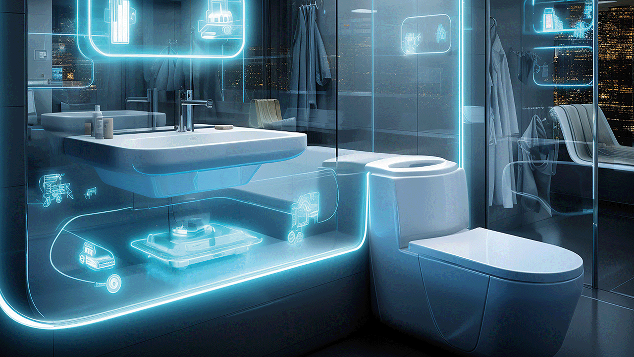 ideias de banheiros com tecnologia integrada