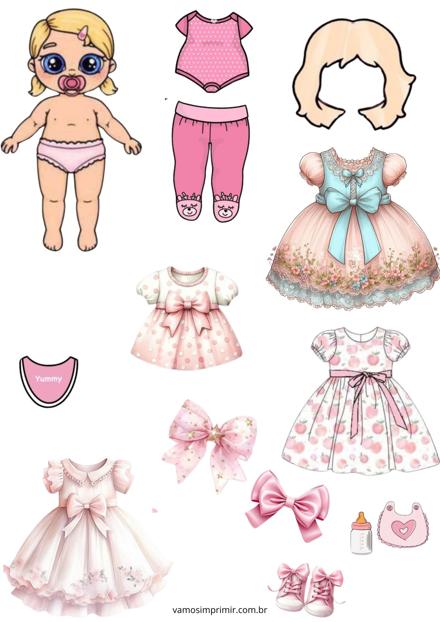 bebê de papel para imprimir e montar