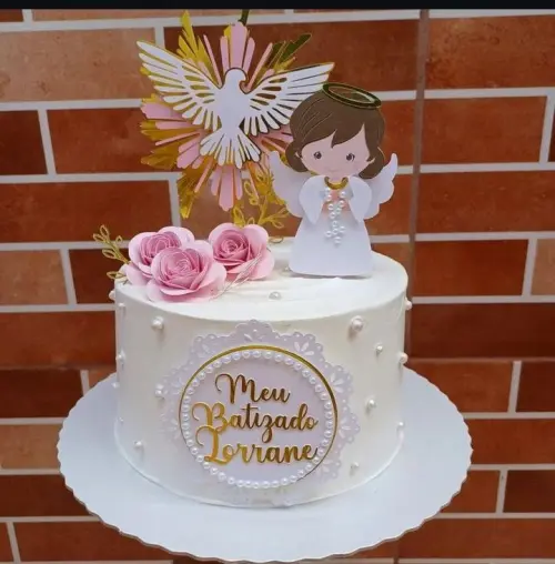bolo batizado menina