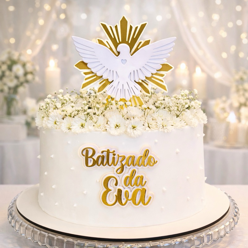 bolo de 2 andares batizado feminino