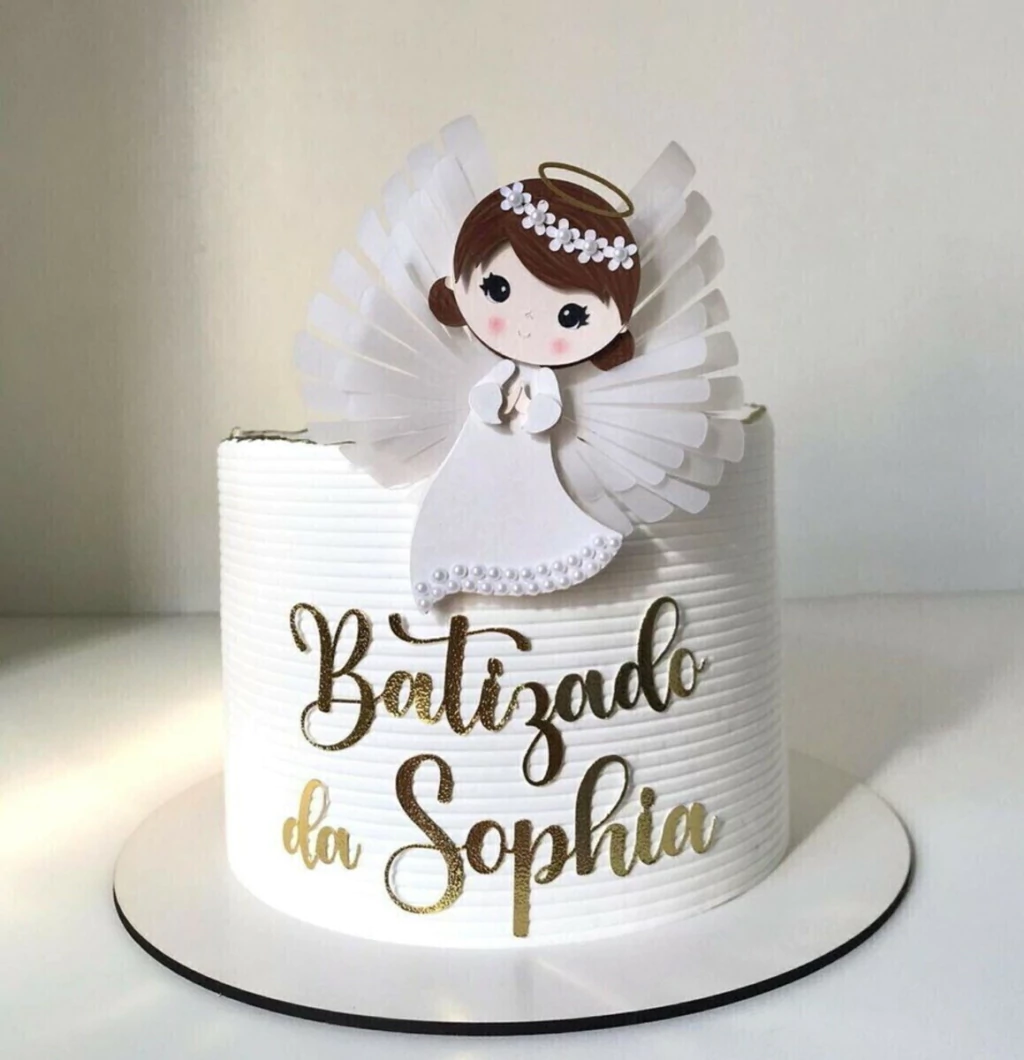 bolo para batismo feminino