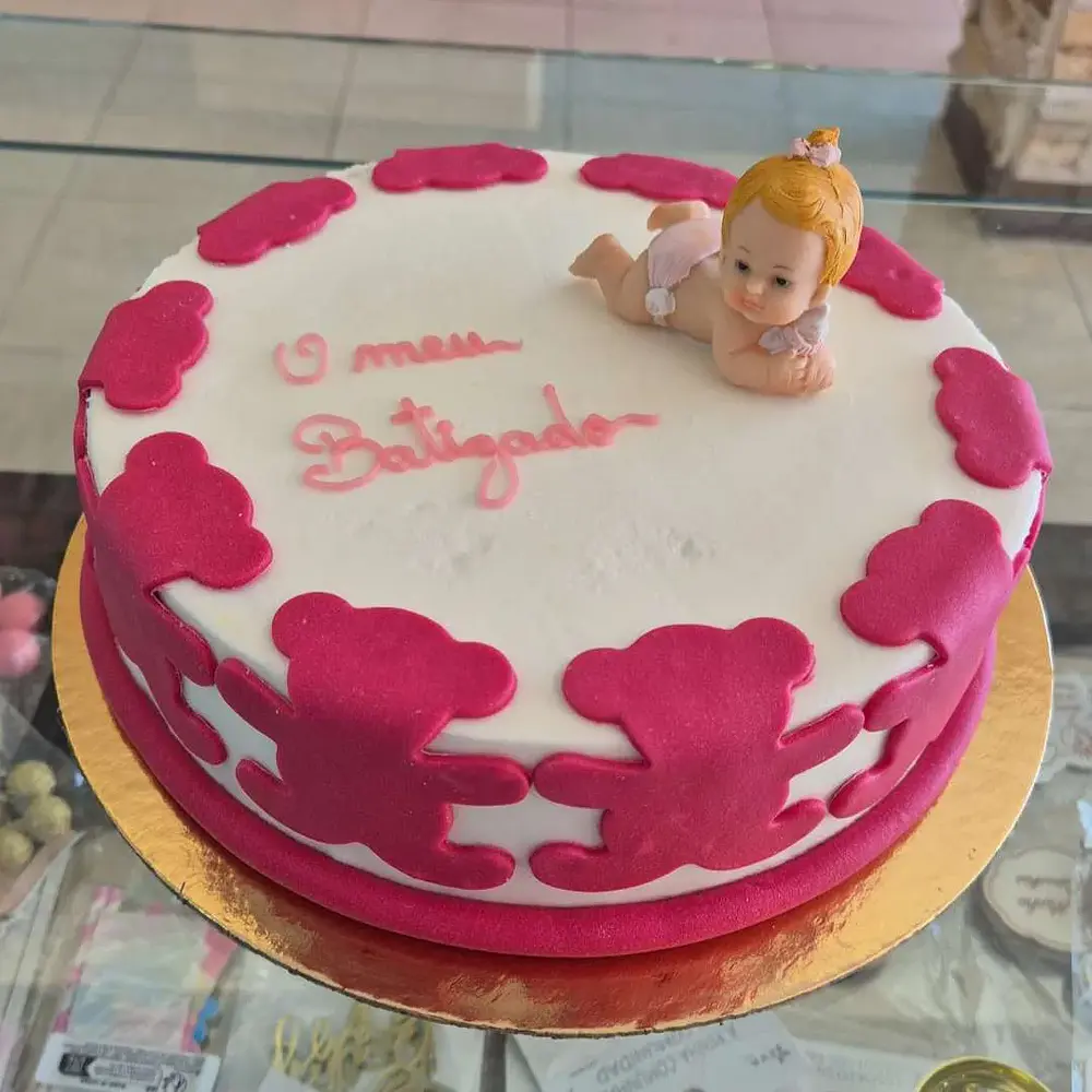 bolo de 2 andares batizado feminino