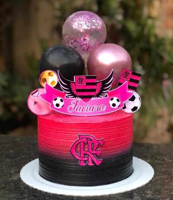 bolo flamengo rosa e preto