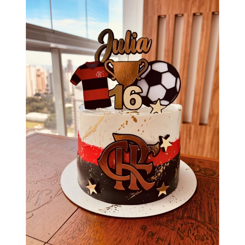 bolo flamengo rosa e preto