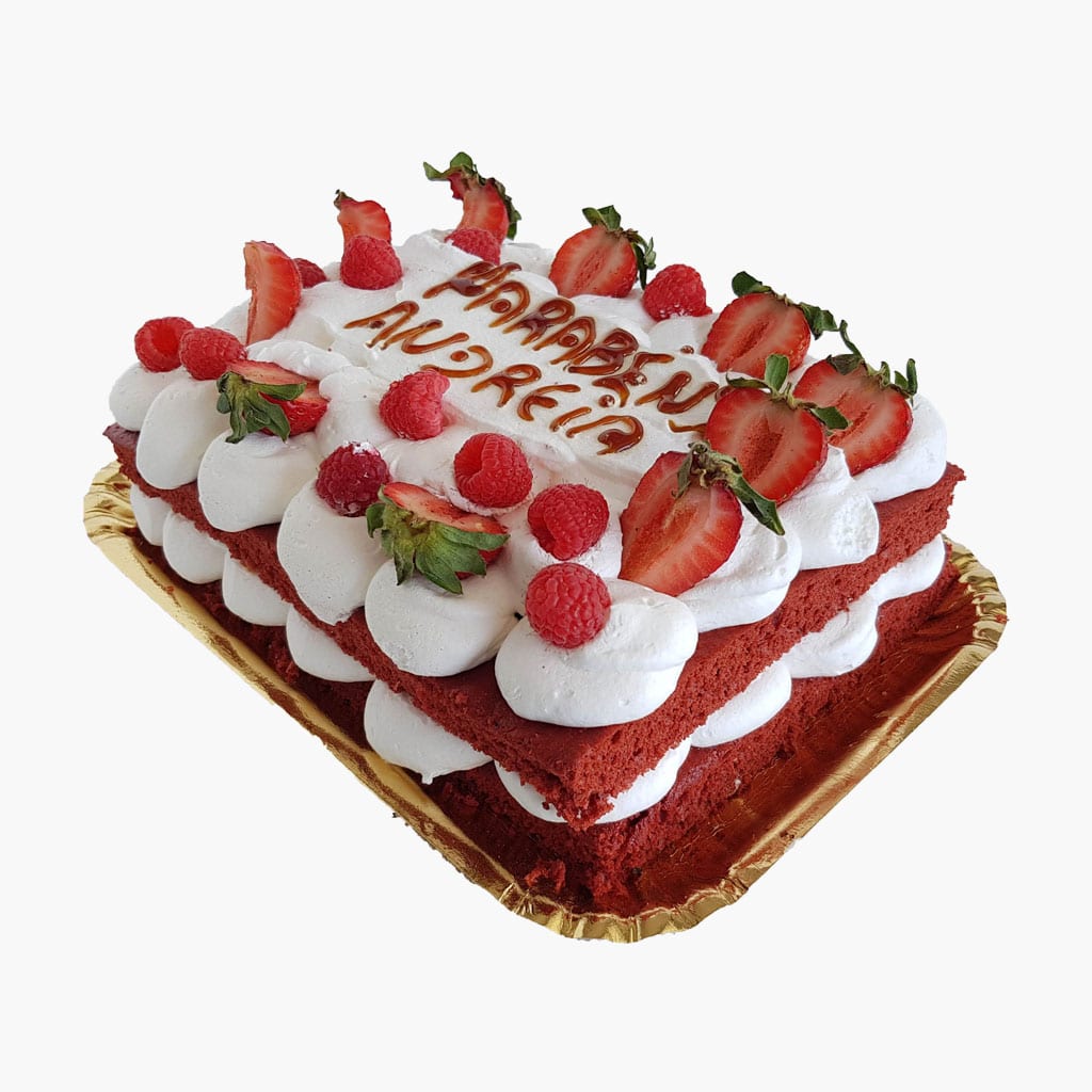 bolo quadrado feminino vermelho