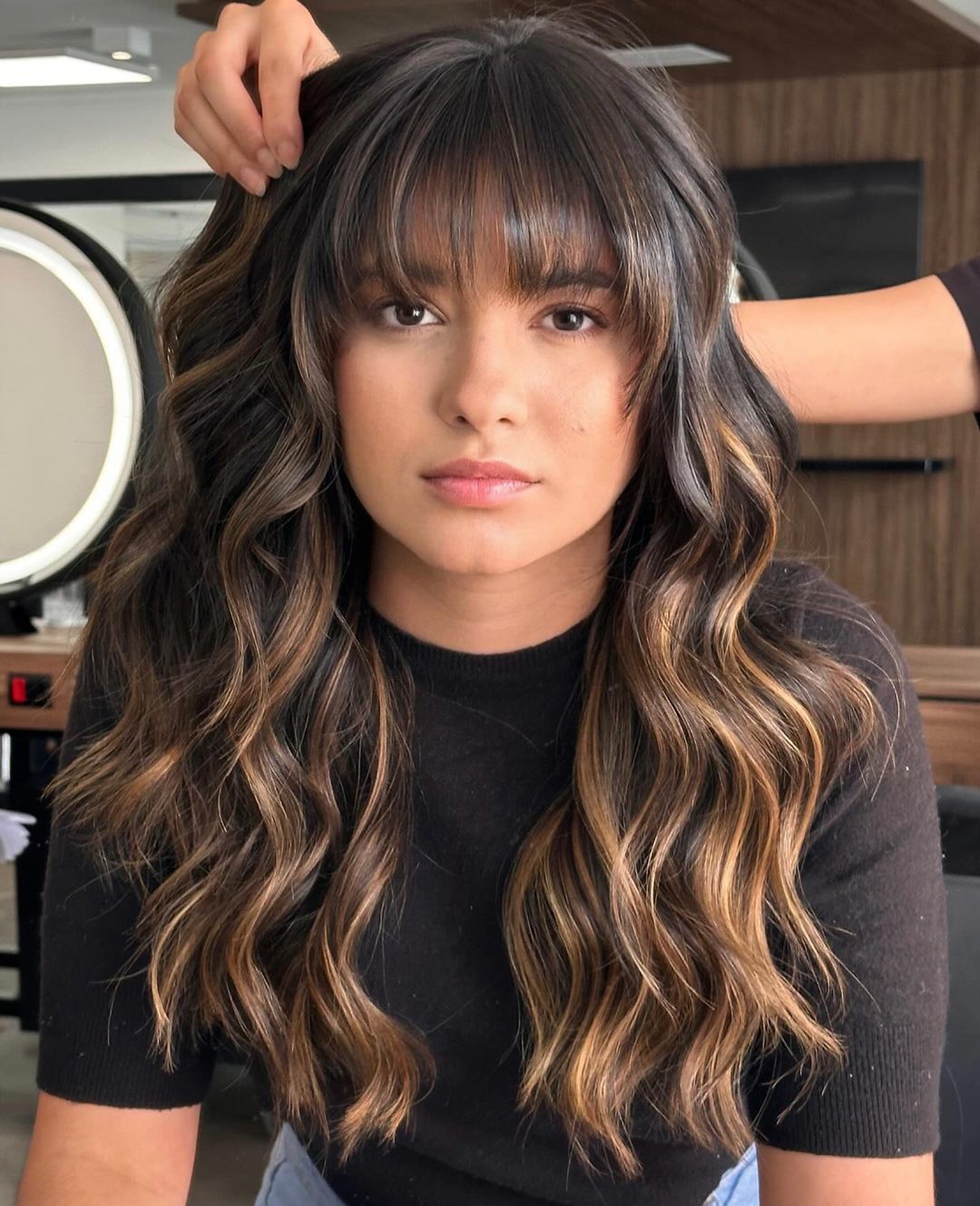 cabelo médio com franja