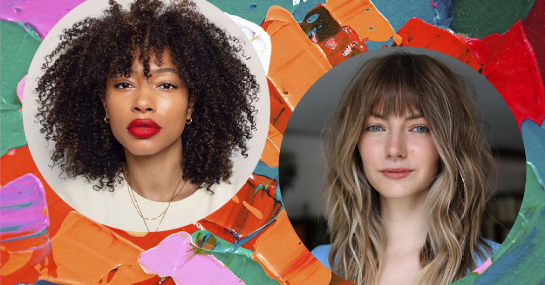 cabelo médio com franja reta vs franja cortininha