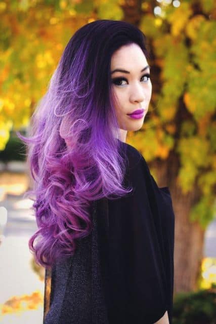 Wolf Cut com Cabelo Roxo Degradê: Tendência e Estilo