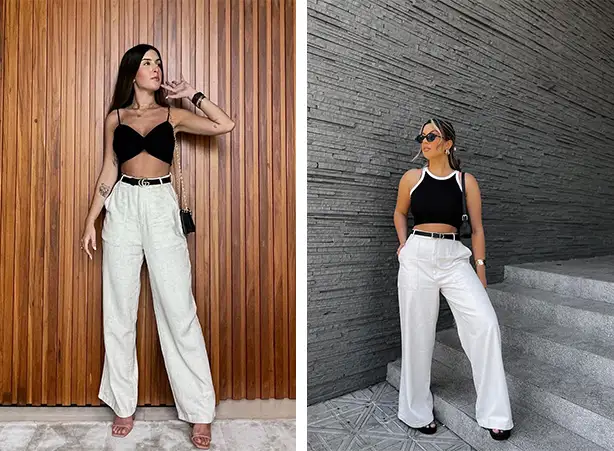 calça pantalona vs calça wide leg qual a diferença