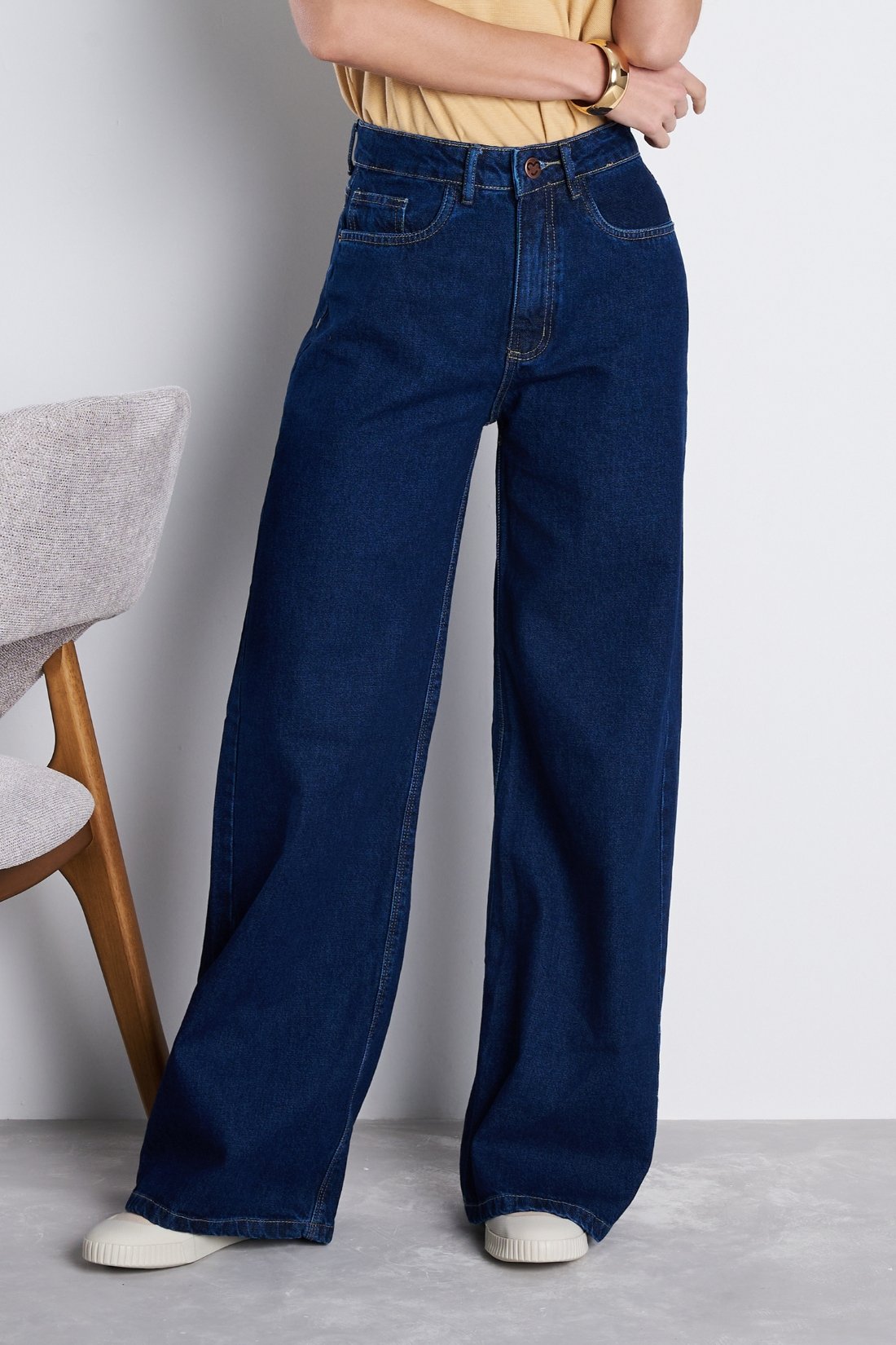 Calça wide leg jeans preta