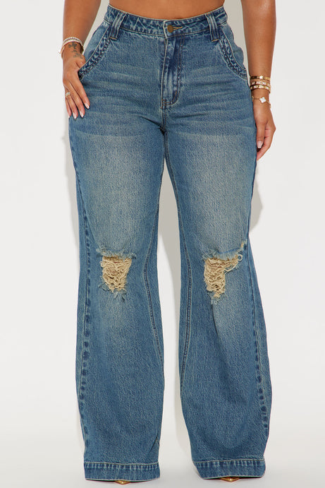 Calça wide leg jeans clara