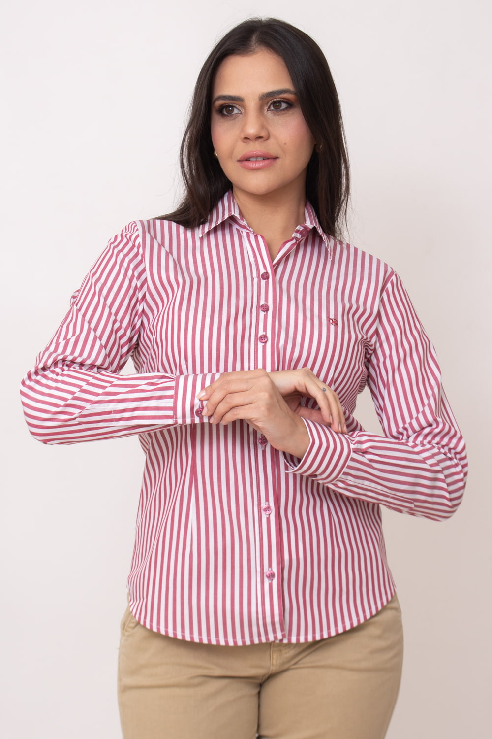 camisa listrada feminina slim fit