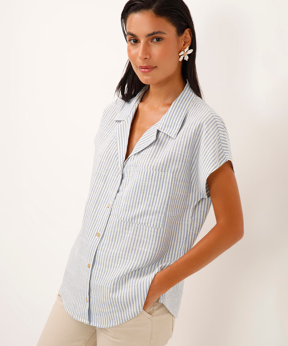camisa listrada feminina social