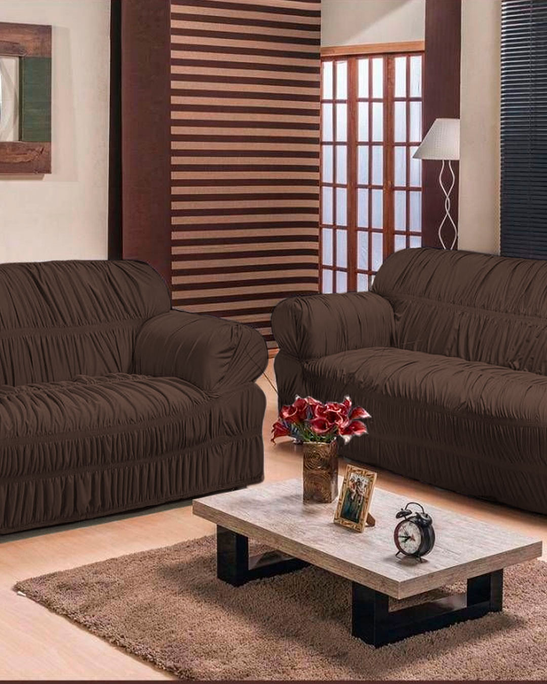 Capa para sofá de 3 lugares em brim peletizado