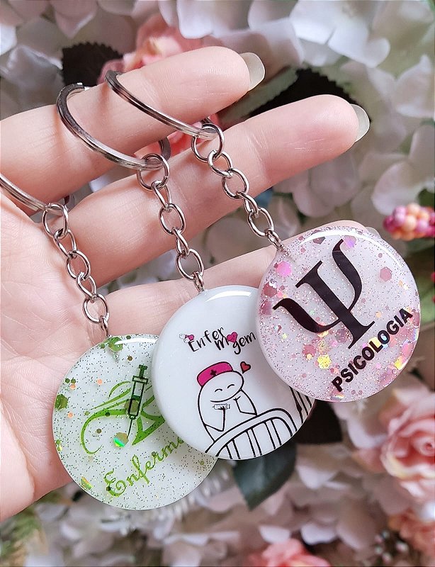 chaveiro resina com letra