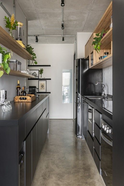 ideias de cozinha com cimento queimado moderna