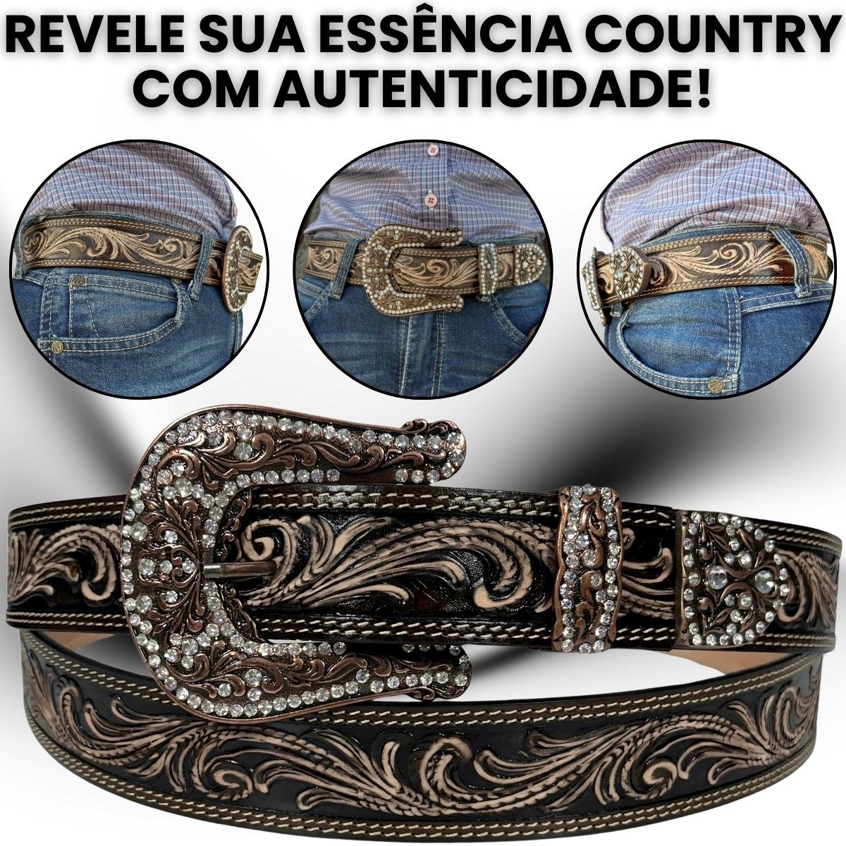 Cinto country feminino preto