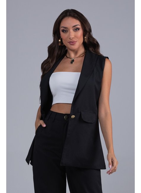 colete alfaiataria feminino linho