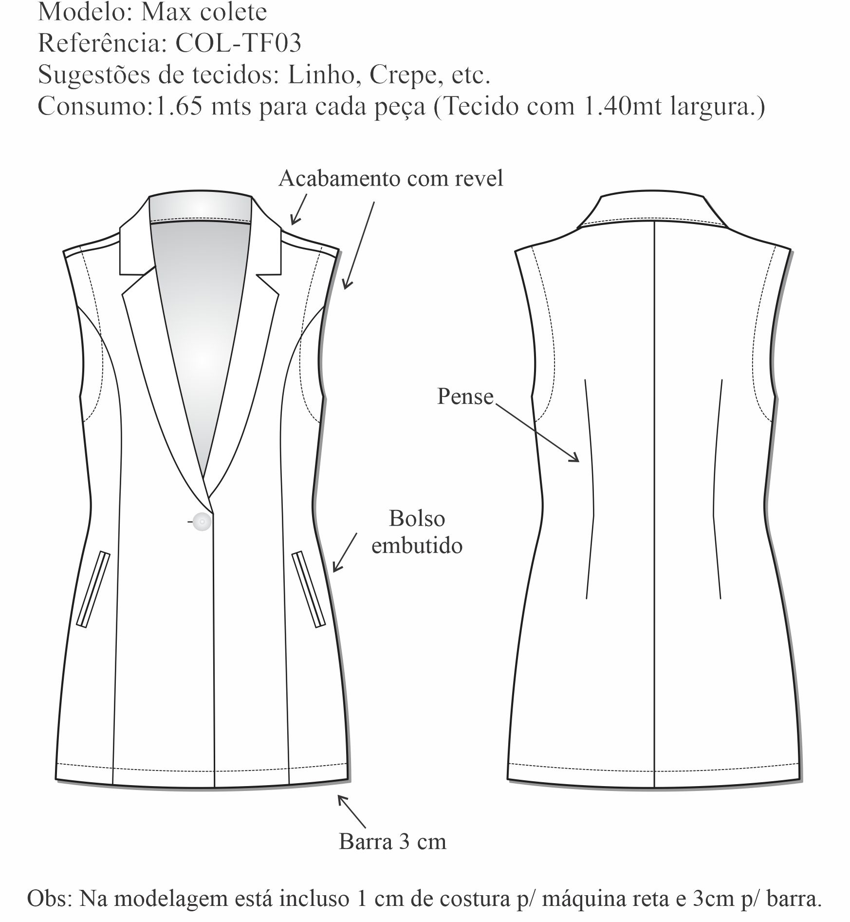 colete longo feminino