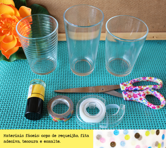 como decorar copo de vidro com esmalte