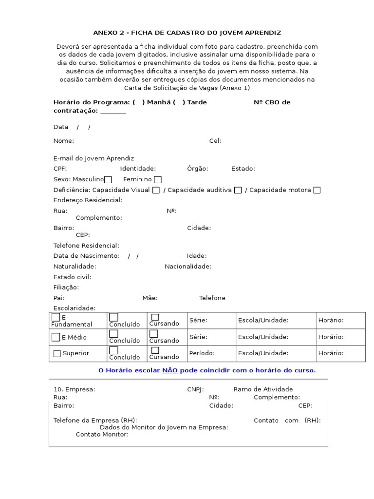 como fazer a inscrição do jovem aprendiz