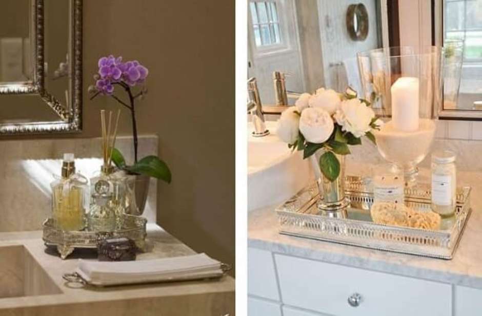 Organização de banheiro com nichos e prateleiras