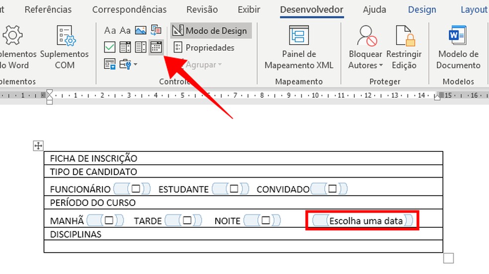 como fazer questionário no word