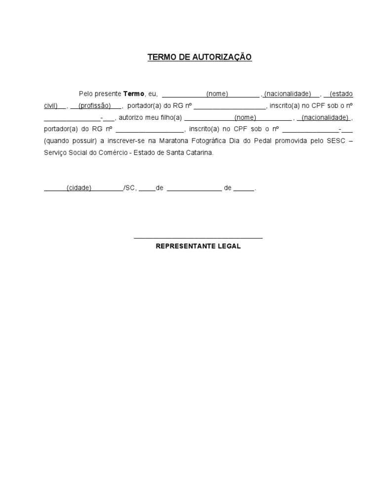 como fazer um termo de autorização