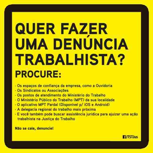 como fazer uma denúncia para o ministério do trabalho
