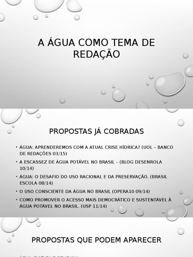 como fazer uma redação sobre a agua