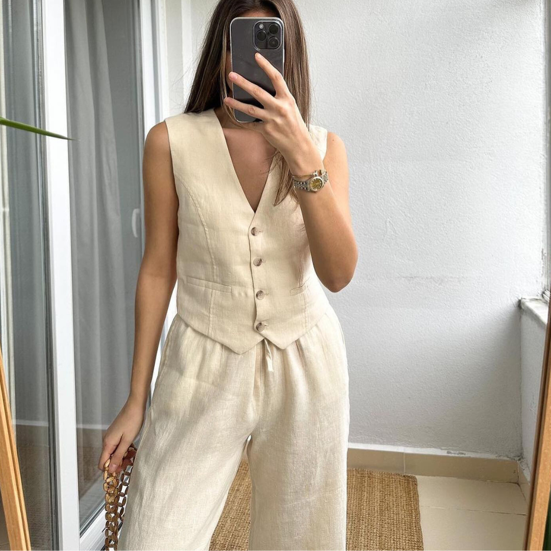 Conjunto de alfaiataria de seda