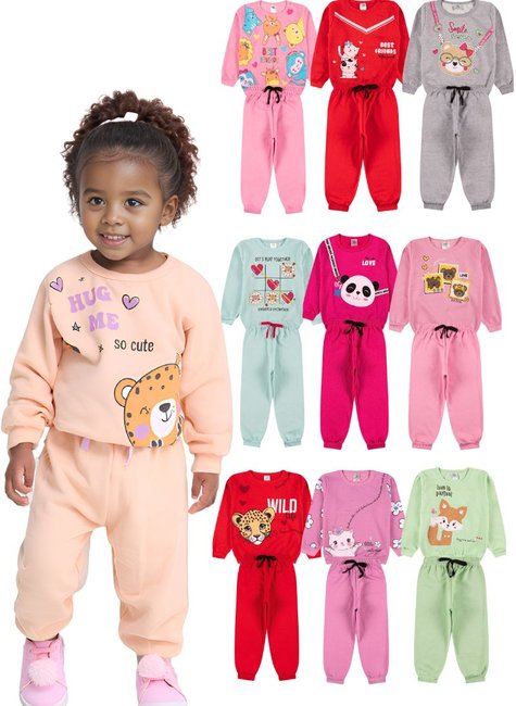 Conjunto feminino blusa de moletom wanderlust + calça wide leg moletom peluciado