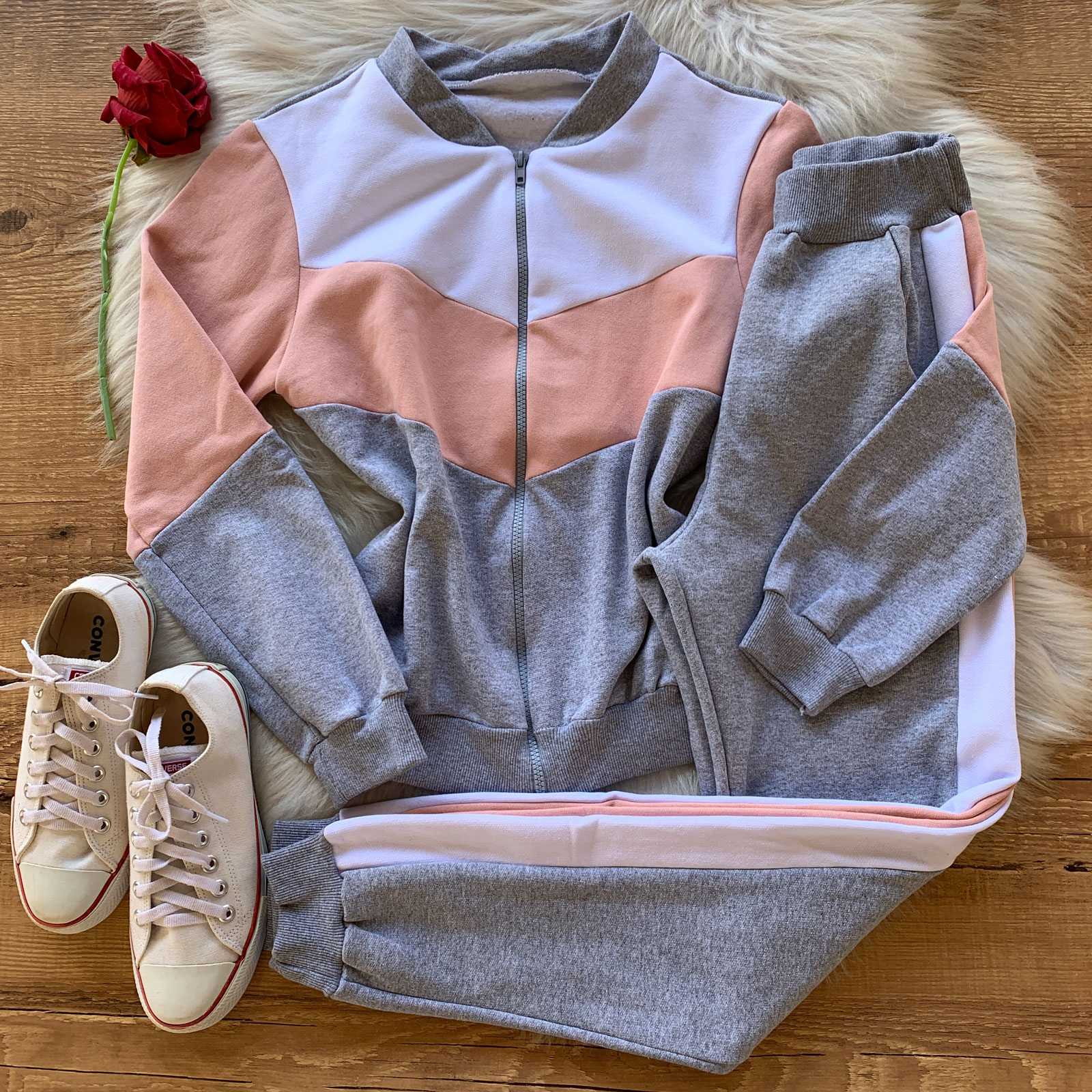 Conjunto moletom feminino wide leg pantalona oversized