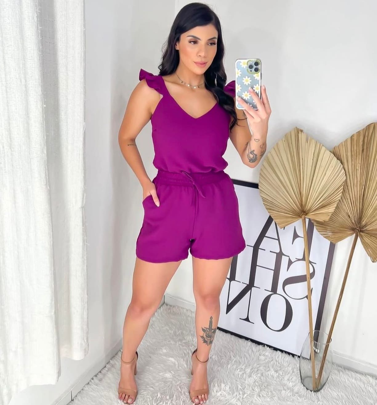 conjunto feminino short e cropped