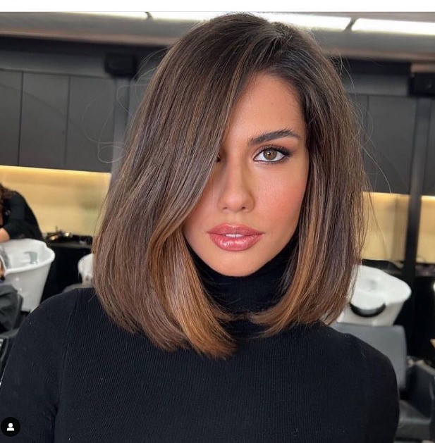 corte médio com franja