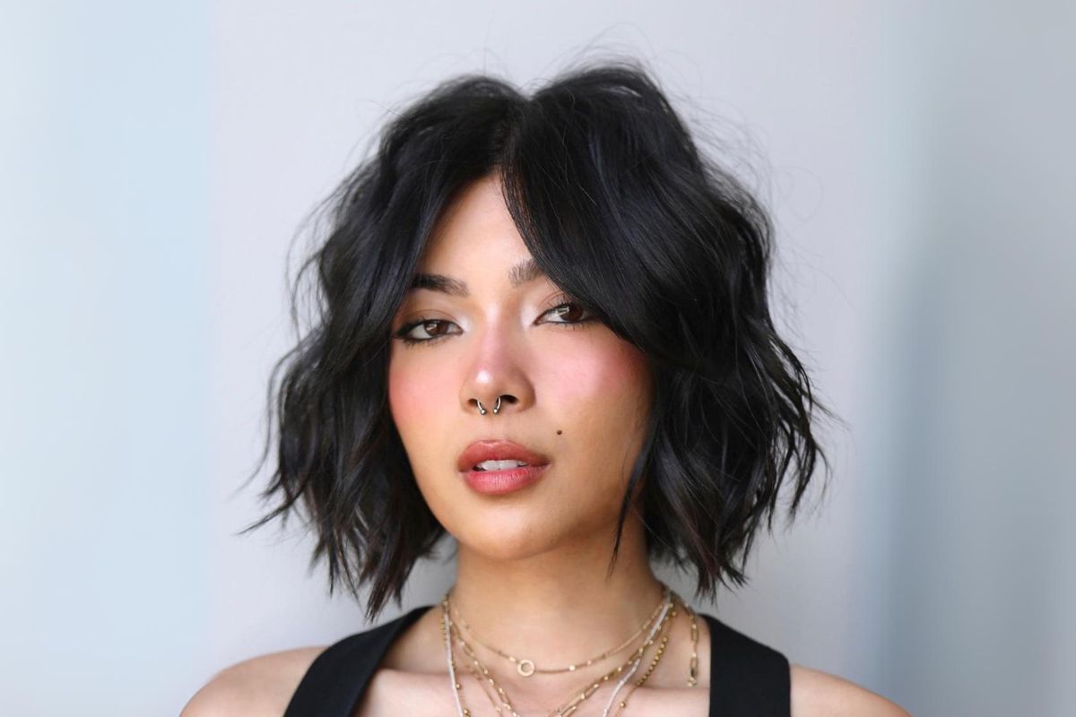 como estilizar shaggy hair curto para rosto redondo